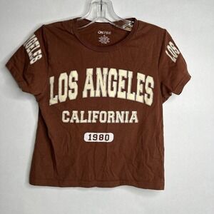 On Fire Los Angeles T-shirt Crop Top Baby Tee Small Brown College Fashion Trendy